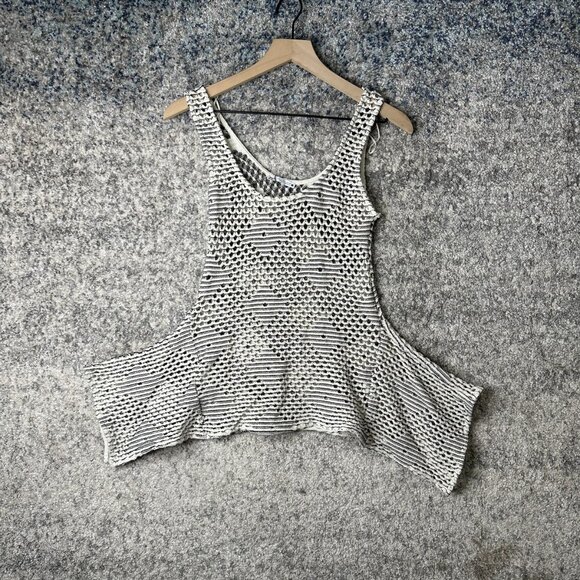Zara Sweater Womens Small White Black Textured Knit Scoop Tank Top Patterned - Picture 1 of 8